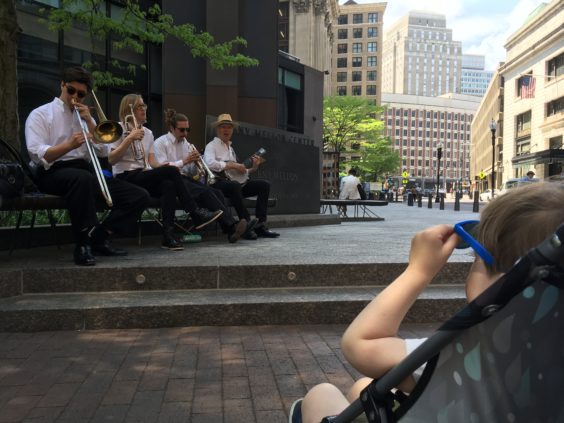 Myron watching brass band